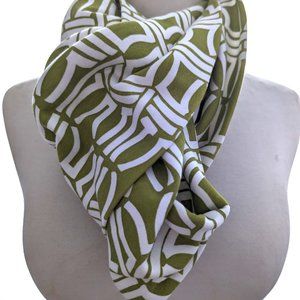 Avocado green geographic print cotton infinity scarf